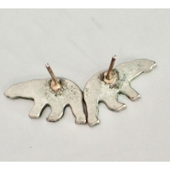 Silver Bear Silhouette Post Earrings 3/4" - Picture 6 of 9